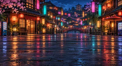 ネオン街の背景